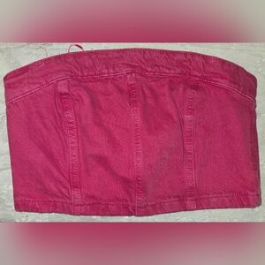 Zara Denim Fuchsia Strapless Top